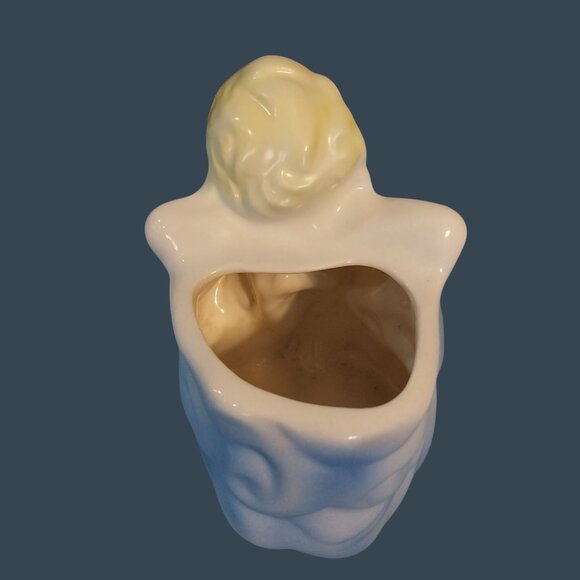 Vintage Ceramic Angel Playing Violin Planter Gold Accents - Picture 4 of 7